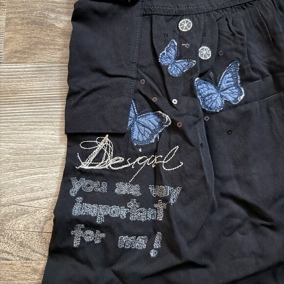 Desigual Black Embroidered Butterfly Skirt Women’s Size 38 Boho Patchwork - Picture 2 of 8